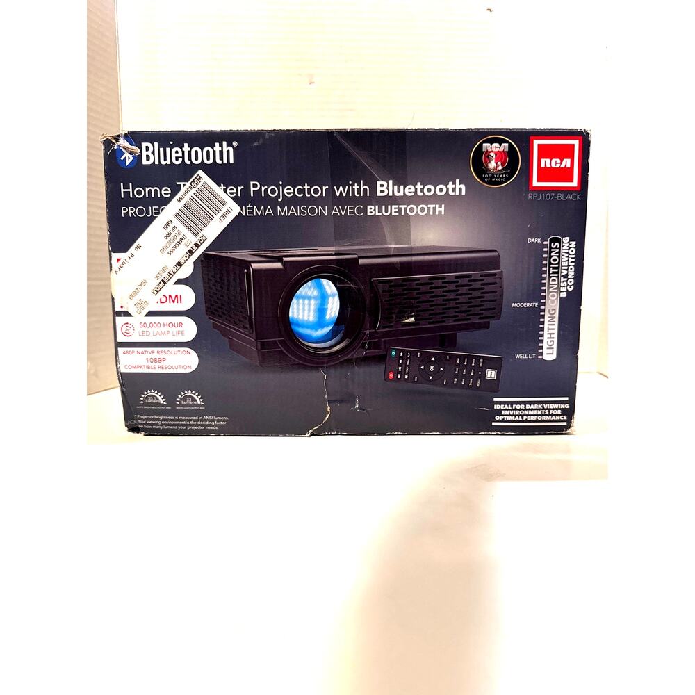 RCA 480P Portable Home Projector Bluetooth HDMI iPhone Android compatible